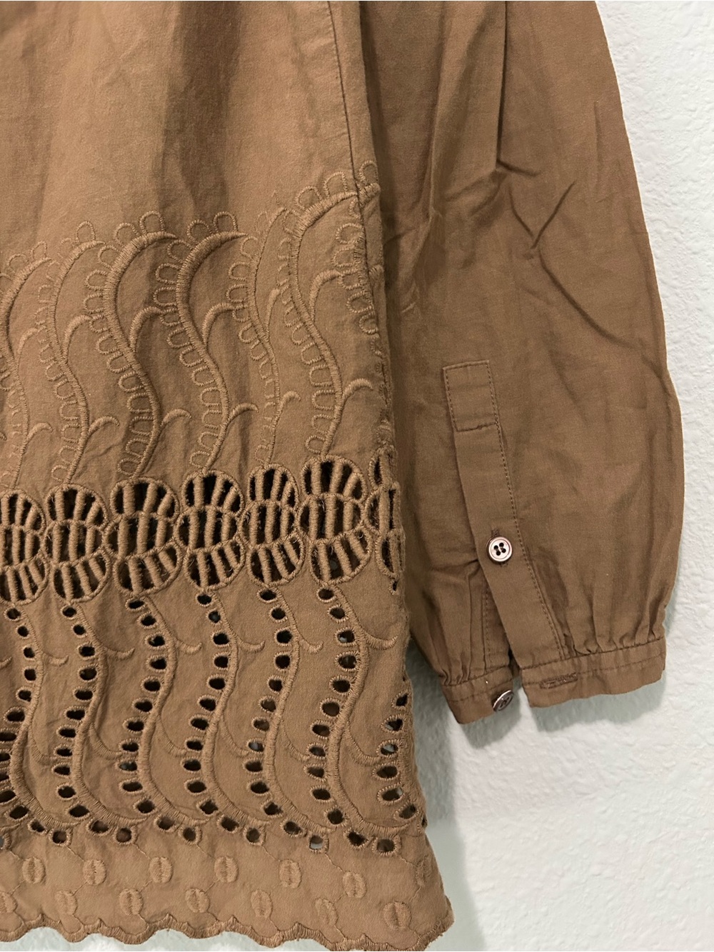 J. Crew Brown Eyelet Hem Button-Down Shirt - Picture 7 of 7